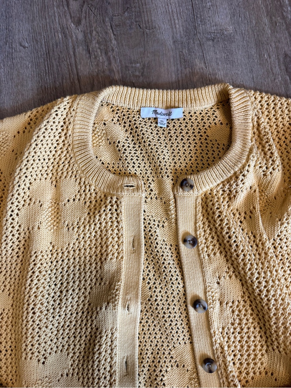 Madewell Sunny Yellow Crochet Button-Front Cardigan - Picture 2 of 3
